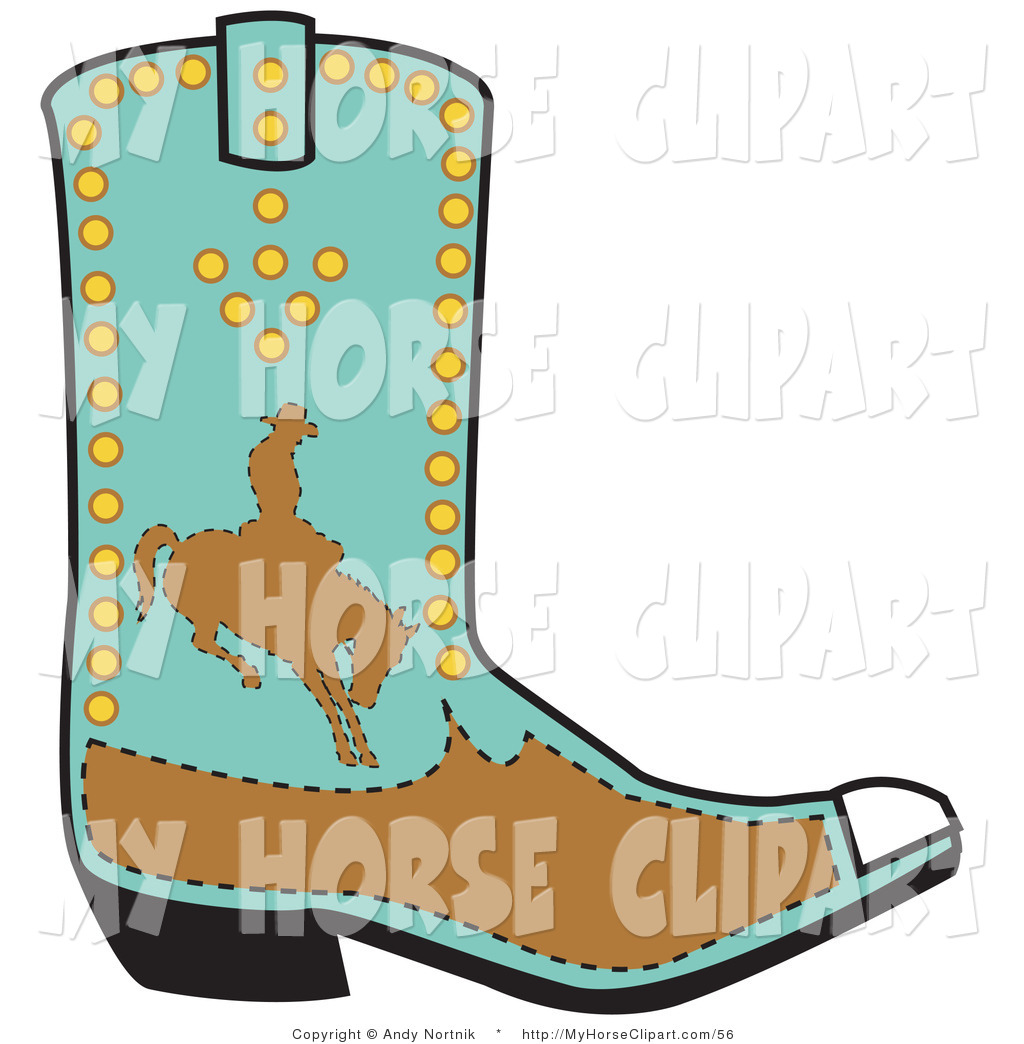 1024x1044 Clip Art Of A Turquoise And Brown Cowboy Boot Of A Man