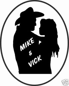 241x300 Cowboy Cowgirl Silhouette Western Decal Wname Country Ebay