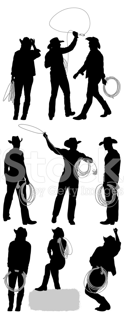 399x1024 Casal Cowboy E Cowgirl Stock Vector