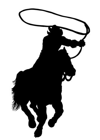 343x480 Cowboy Roping Silhouette V2 Decal Sticker
