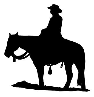 320x330 Cowboy On Horseback Silhouette Decal Sticker