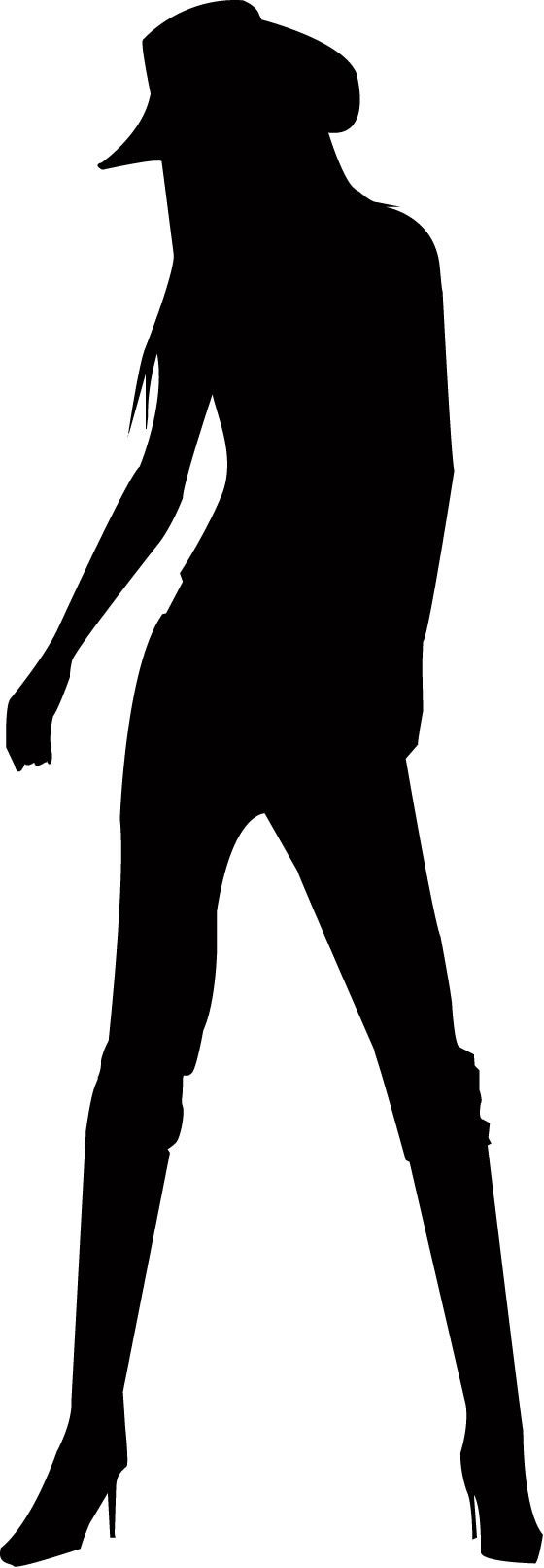 560x1612 Woman Cowboy Hat Young Silhouette Wall Decal Wallmonkeys