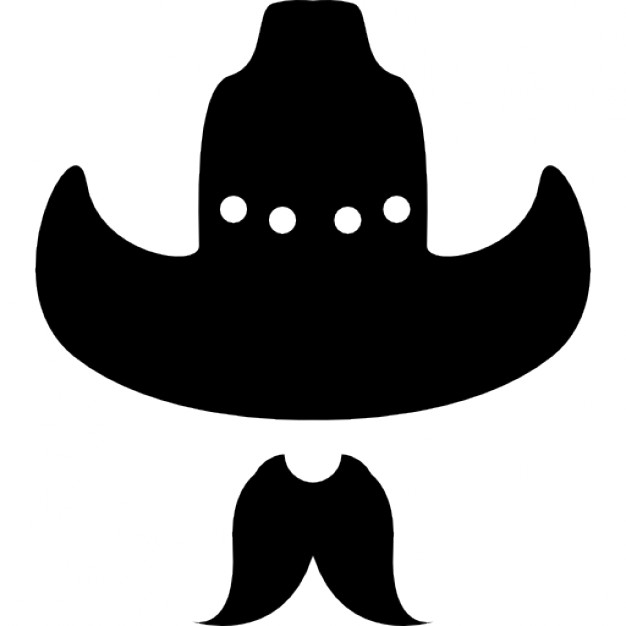 626x626 Tall Cowboy Hat With Studs With Moustache Icons Free Download