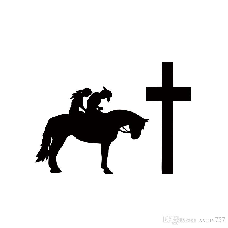 800x800 Cowboy Cowgirl Horse Pray Praying Cross Graphic Wall Sticker Vinyl