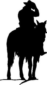 195x350 Riding A Horse, Tipping His Hat, Vinyl Cut Decal