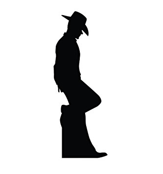 333x355 Cowboy Leaning Silhouette