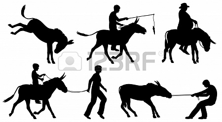 450x248 Set Of Editable Vector Silhouettes Of Donkeys And People
