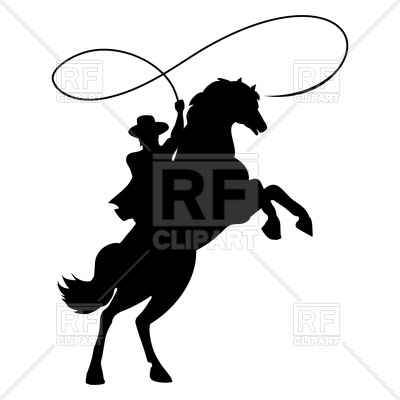 400x400 Cowboy Silhouette With Rope Lasso On Horse Royalty Free Vector
