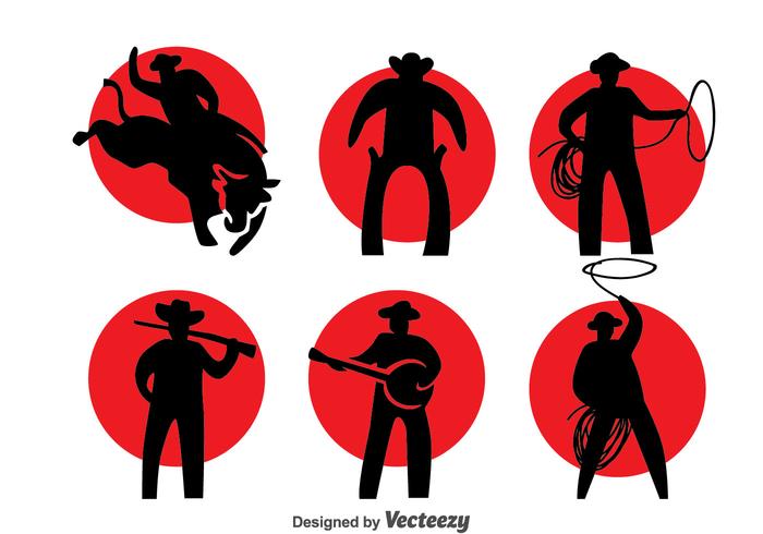 700x490 Cowboy Silhouette Vector Set