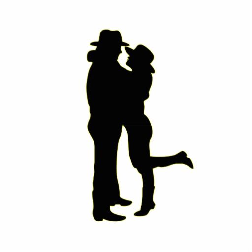 512x512 Cowboy And Cowgirl In Love Silhouette Standing Photo Sculpture
