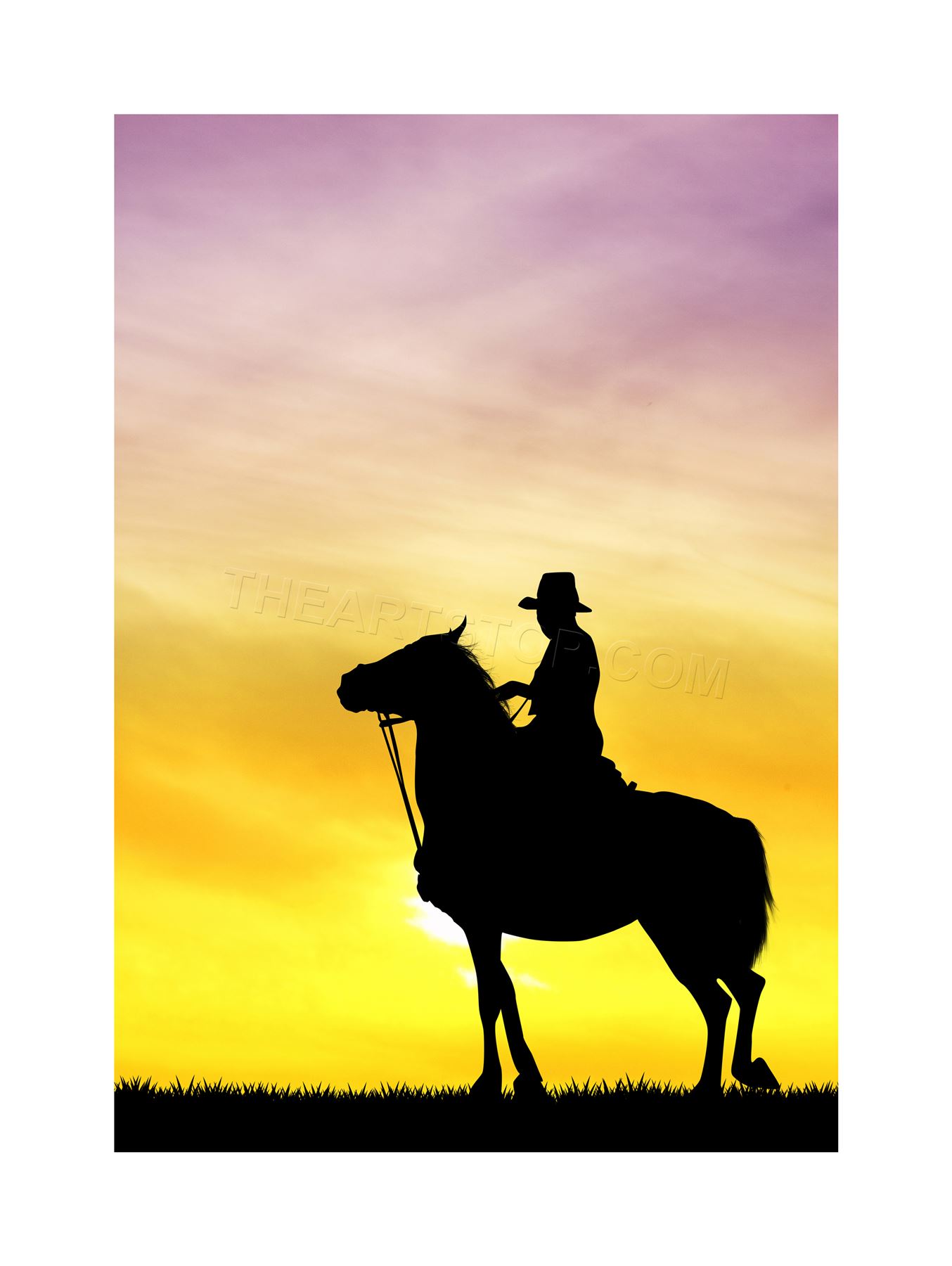 1354x1800 Photo Mock Up Silhouette Sunset Cowboy Framed Print F12x5336