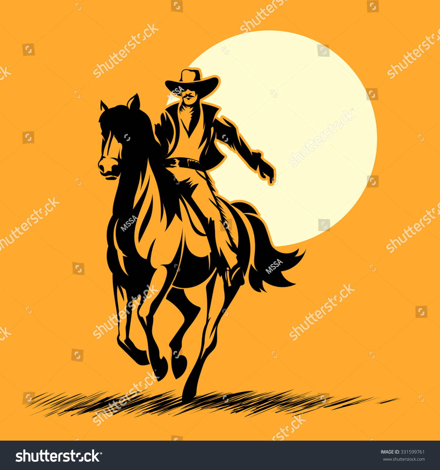 1500x1600 Wild West Hero, Cowboy Silhouette Riding Horse