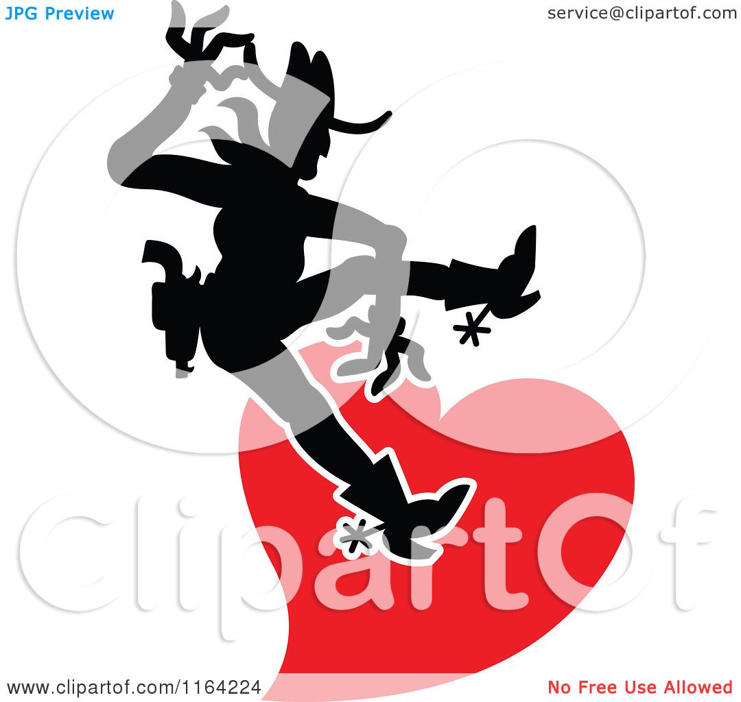 1080x1024 Cartoon Of A Silhouetted Cowboy Riding A Red Heart