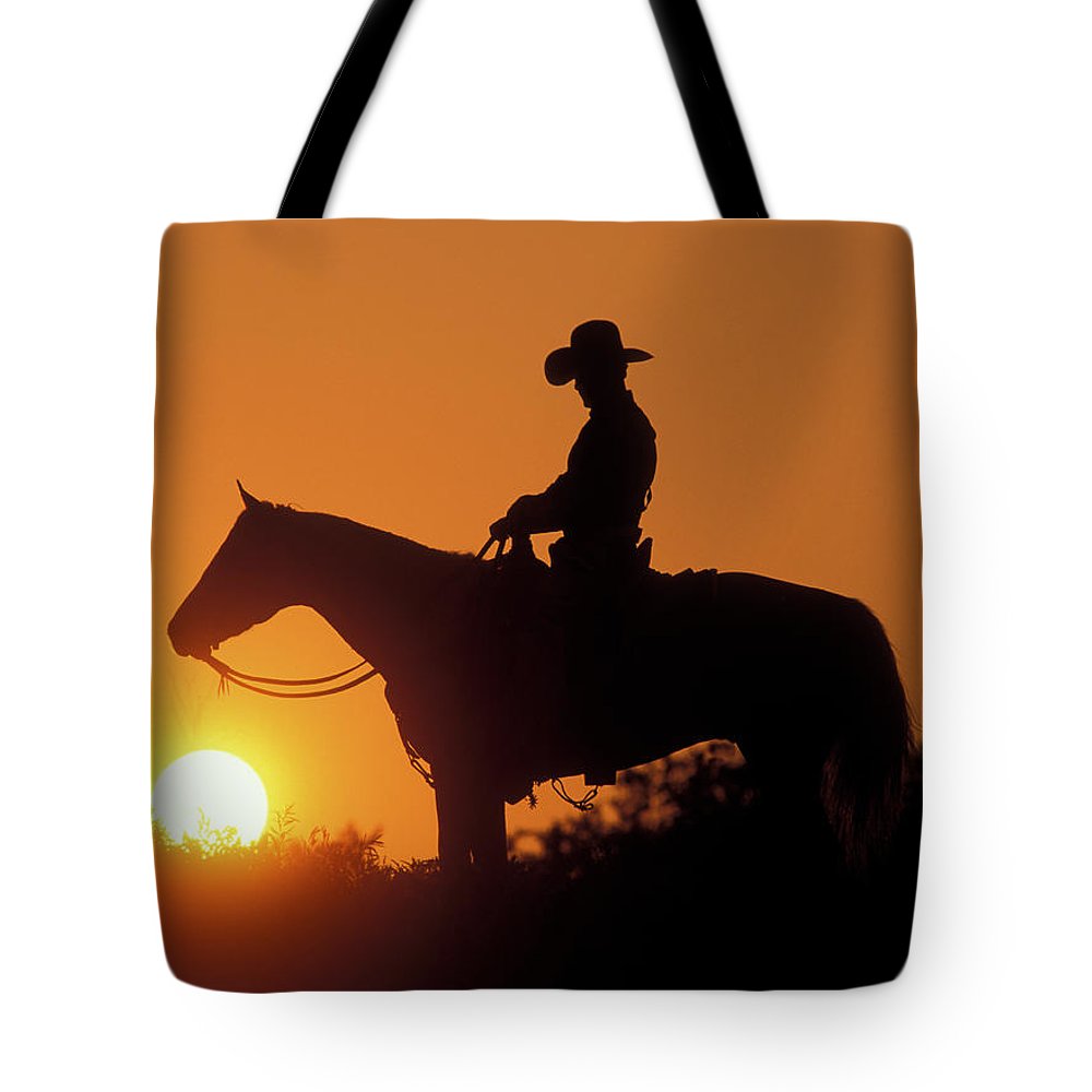 1000x1000 Cowboy Sunset Silhouette Tote Bag For Sale By Shawn Hamilton