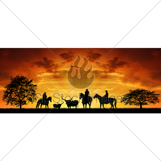 325x325 Silhouette Cowboys Gl Stock Images