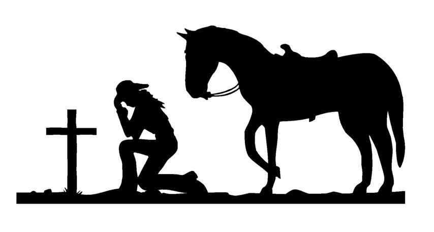 854x456 Cowgirl At Cross 2 Decal Sticker