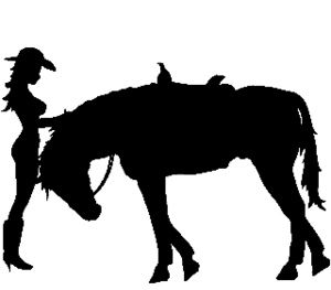 300x263 Cowgirl N Horse Decal Silhouettes Horse