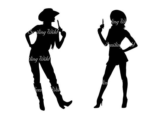570x403 Cowgirl Silhouette Vector Graphic Art Country Style Woman