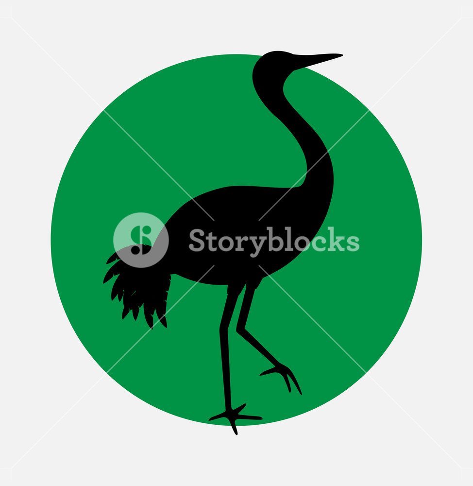974x1000 Japanese Crane Bird Silhouette Vector Illustration Royalty Free