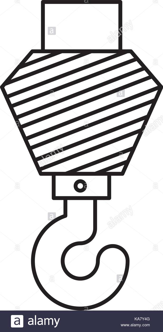 686x1390 Crane Hook Flat Icon Monochrome Silhouette Stock Vector Art
