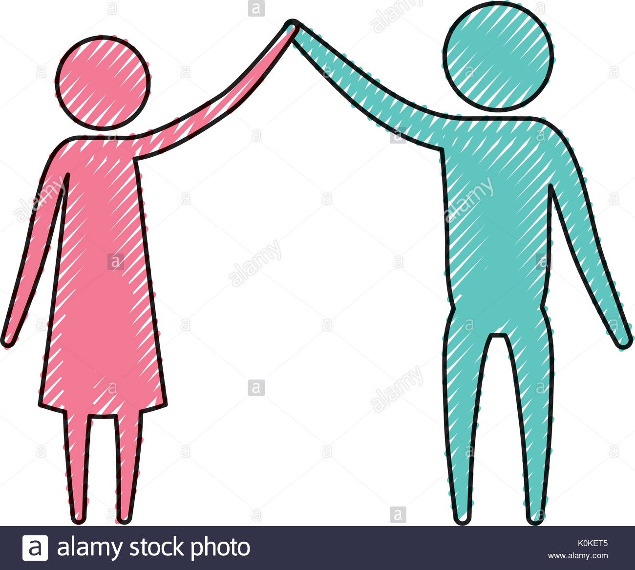 1300x1167 Color Crayon Silhouette Pictogram Couple Clashing Hands Stock