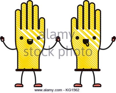 399x320 Gloves Pair In Colored Crayon Silhouette Stock Vector Art