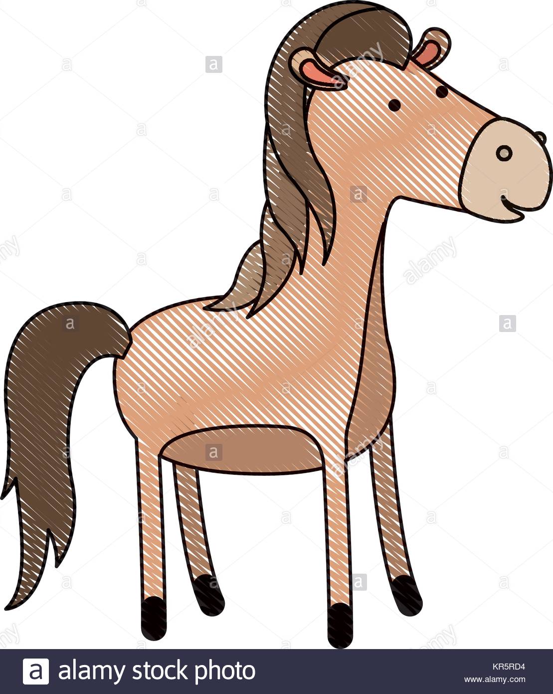 1109x1390 Horse Cartoon In Colored Crayon Silhouette With Black Contour