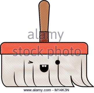 325x320 Kawaii Hand Broom With Wooden Stick In Degraded Yellow To Magenta