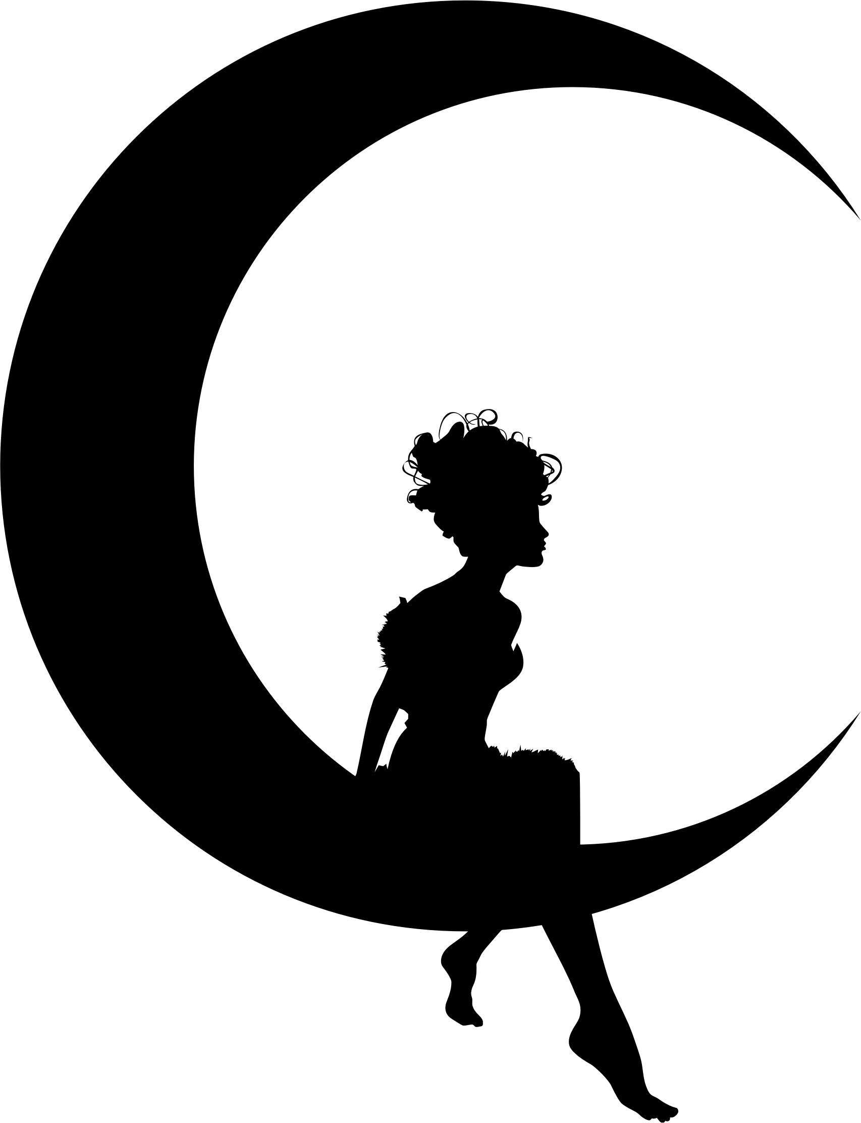 1706x2224 Fairy Sitting On Crescent Moon Silhouette Icons Png