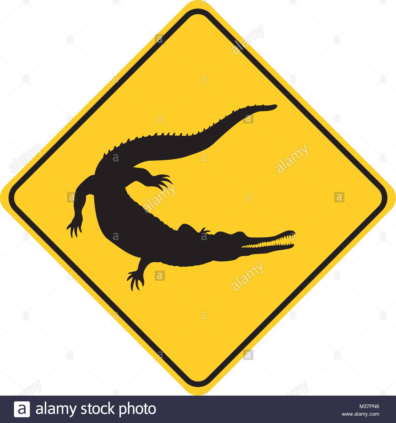 1300x1390 Crocodile Silhouette Animal Traffic Sign Yellow Vector