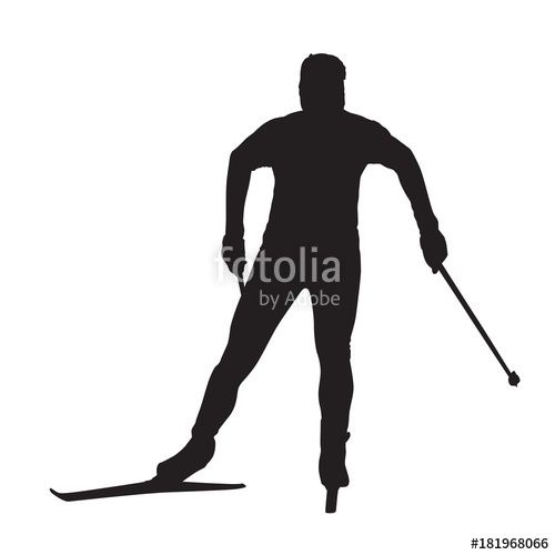 500x500 Cross Country Skiing Vector Silhouette Stock Image And Royalty