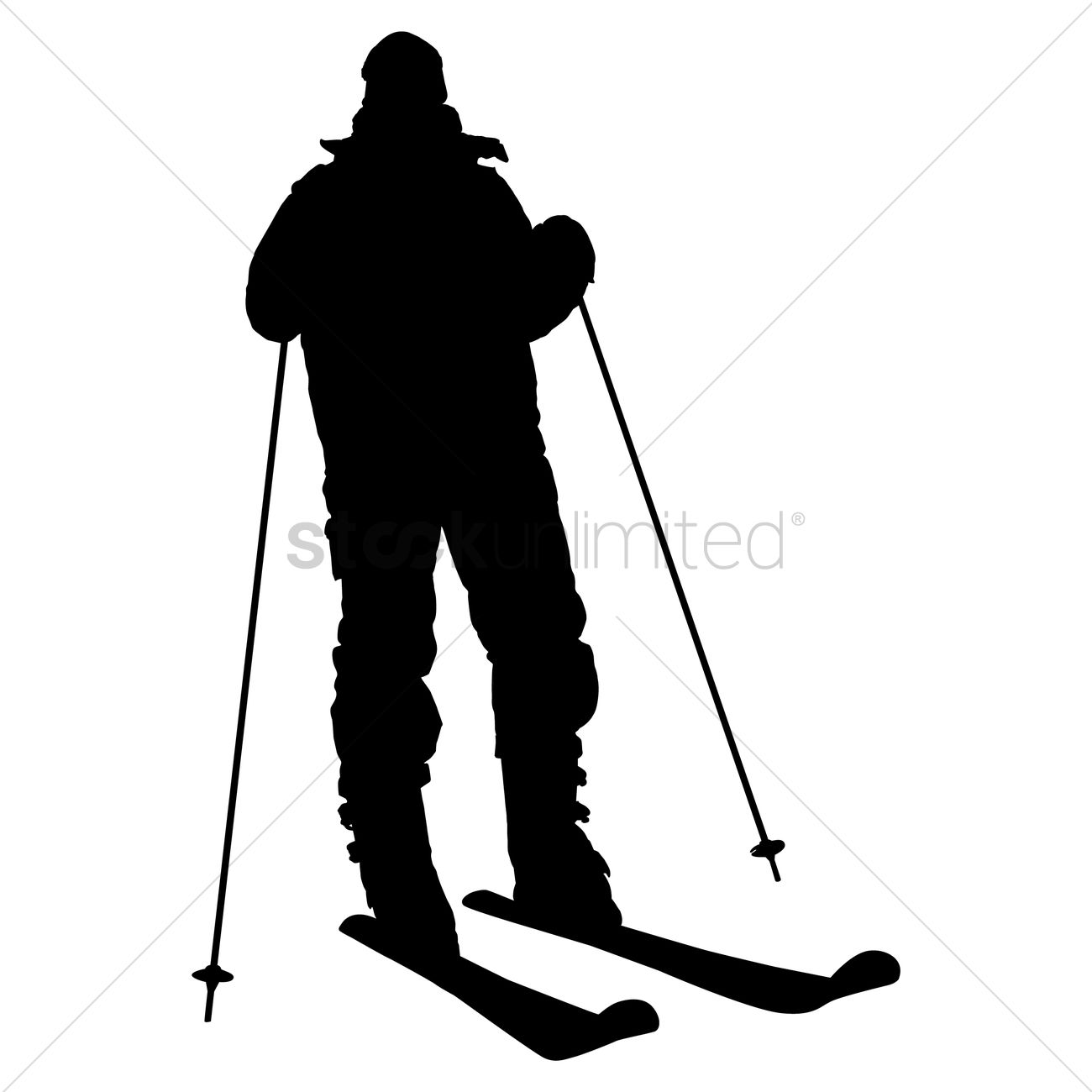 1300x1300 Silhouette Of A Skier Vector Image