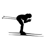 160x160 Cross Country Skiing Vector Silhouette Stock Image And Royalty