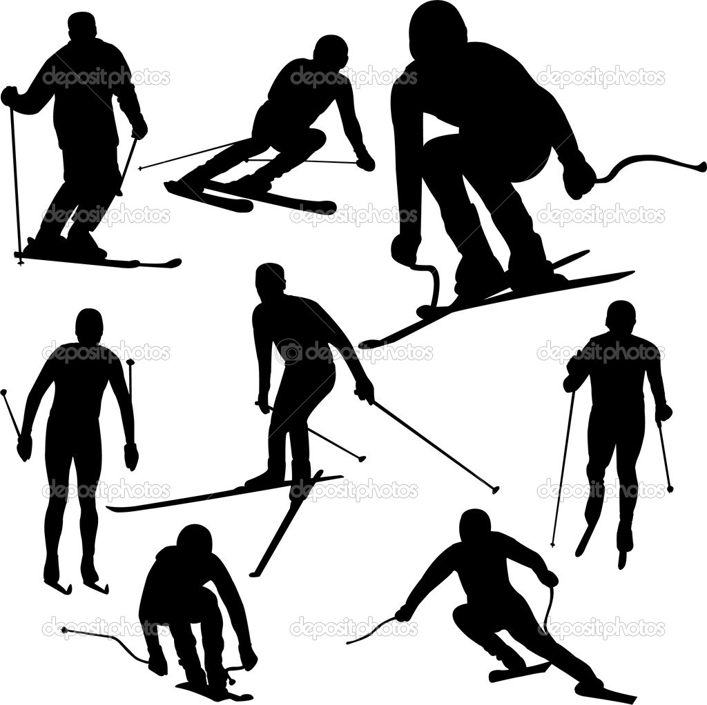 1024x1022 Skier Silhouettes Stock Vector Nebojsa78