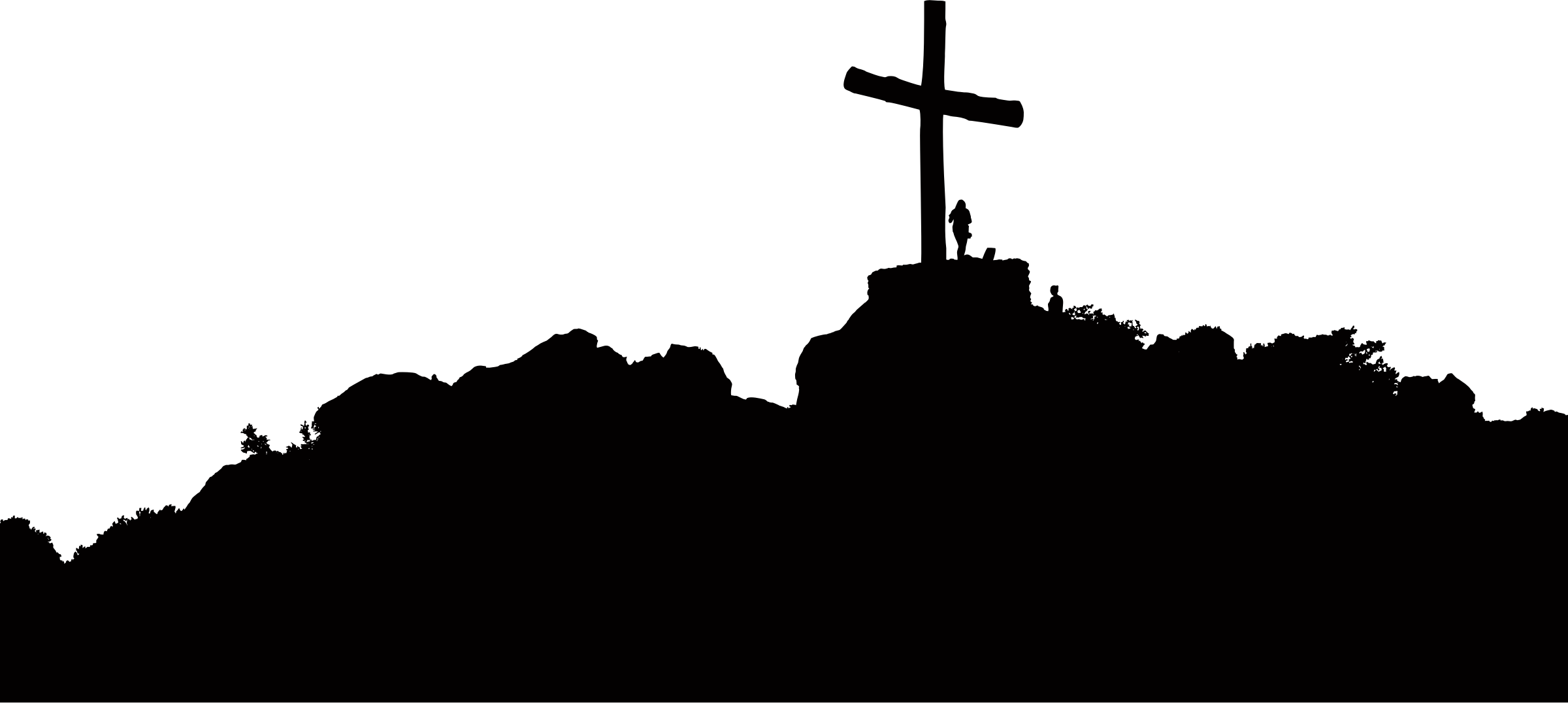 2400x1076 Cross On A Hill Silhouette Icons Png