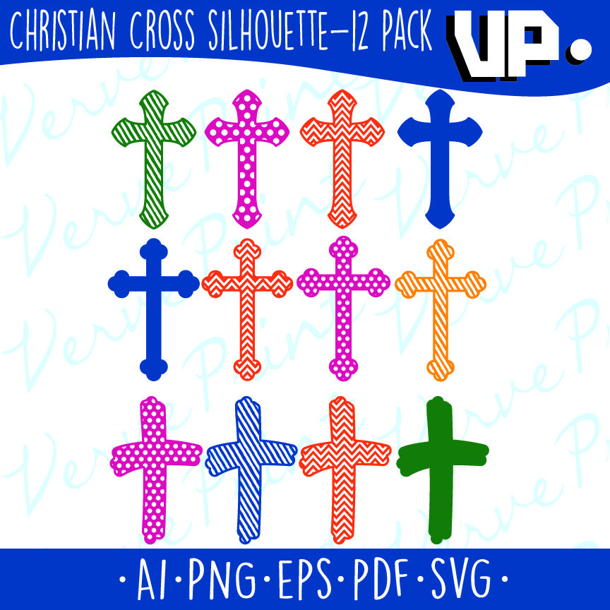864x864 Christian Cross Silhouette Svg, Ai, Eps, Pdf Cutting File, Cross