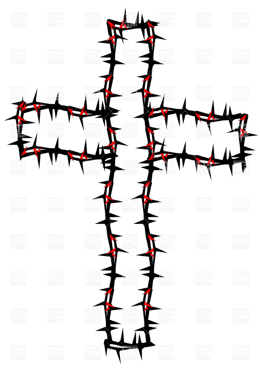 842x1200 Cross Made Of Thorns Royalty Free Vector Clip Art Image