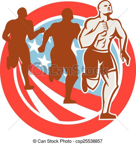 445x470 American Crossfit Runner Running Retro Illustrations And Clip Art