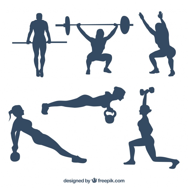 626x626 Collection Of People Practicing Crossfit Silhouettes Vector Free