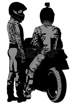 247x350 Couples People And Sport Bike On White Background Photo