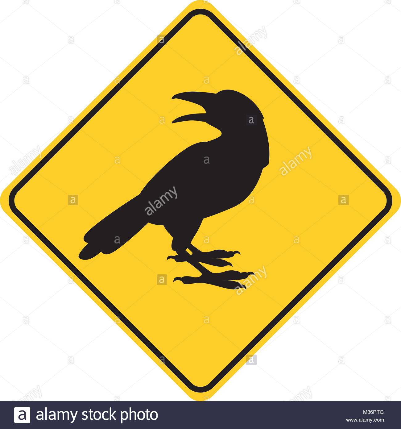 1300x1390 Crow Silhouette Animal Traffic Sign Yellow Vector Illustration