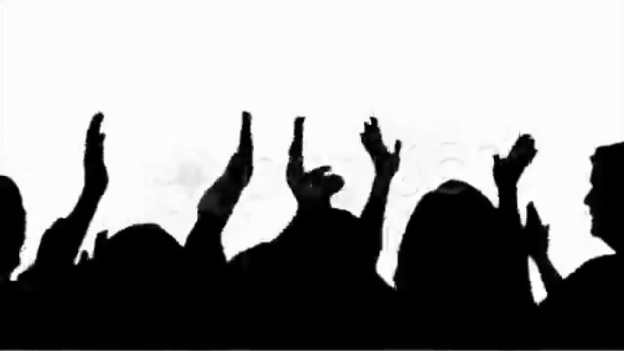 1280x720 Silhouette Of Crowd Clapping And Cheering. Stock Footage