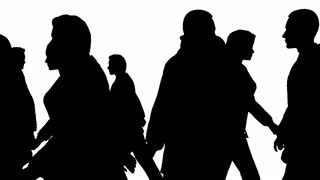 320x180 4k Silhouette Crowd Of People Moves, Side View Stock Video Footage
