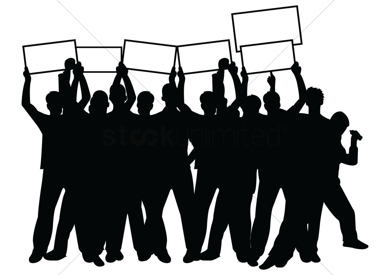 1300x919 Crowd With Placards Vector Image