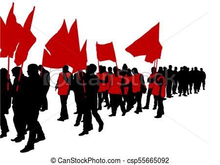 450x337 Flags Crowds Two. People Of With Large Flags On White Eps