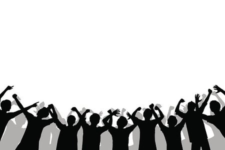 450x300 Silhouette Of Crowd People Premium Clipart
