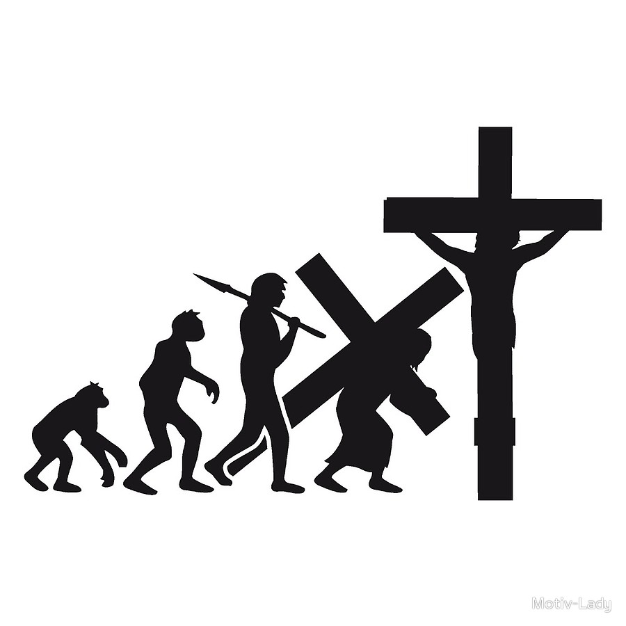 900x900 Evolution Human Being Jesus Christ Believe Cross Crucifixion Funny
