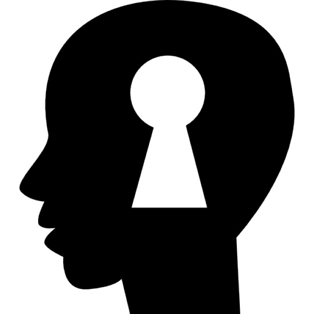 626x626 Keyhole Shape Inside A Human Bald Head Side View Silhouette Icons