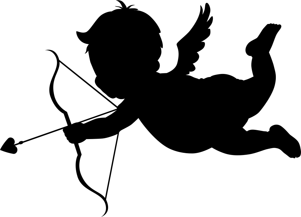 980x707 Cupid In Flight Silhouette With Bow And Arrow Svg Png Icon Free