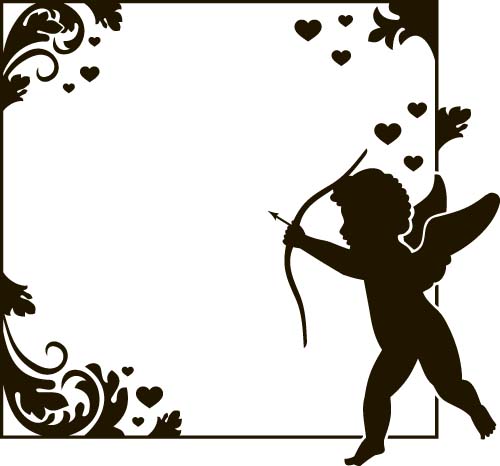 500x466 Cupid And Valentine Frame Vector Material 02